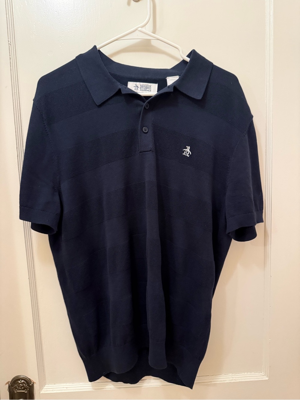 Original Penguin Navy Short Sleeve Honeycomb Fabric Polo